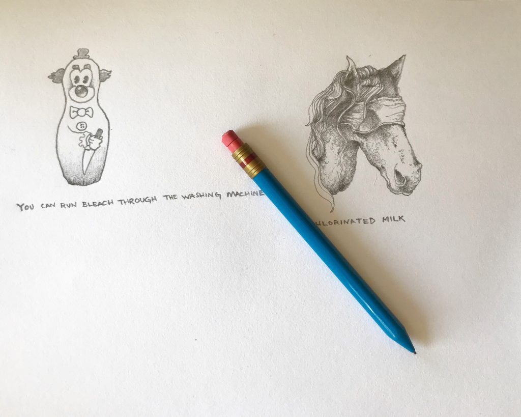 illustrations for flower pots of clowns, horses
